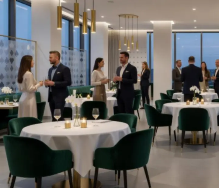 Večerní atmosféra společenské akce v restauraci Bohemiora